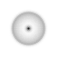 Aufkleber - Halftone design element, circular halftone dot pattern. Specks, vector circle gradient. Modern circle design in polygraphic style. Printing pattern.