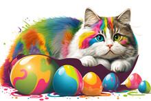 Easter Bunny Cat On Transparent Background