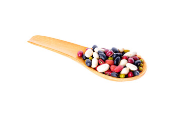 Sticker - grains mix beans in wood spoon isolated on  transparent png