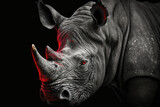 Fototapeta  - black rhino close up made with generative ai