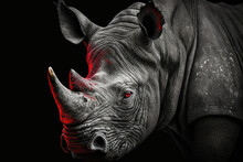 Black Rhino Close Up Made With Generative Ai