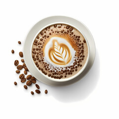 Sticker - cappucino with beans coffee isolated white. Generative AI