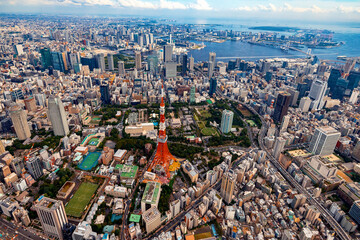 Poster - Aerial view of Tokyo Tower in Minato City, Tokyo, Japan