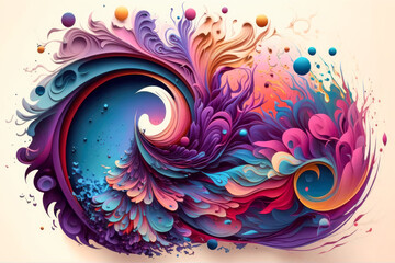 Wall Mural - An abstract background with vibrant colors blending together in a swirl pattern, AI generated illustration