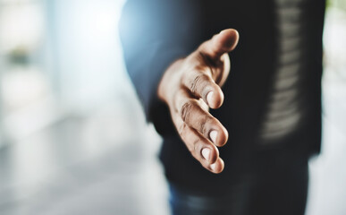 Sticker - Lets become business partners. Closeup shot of an unrecognizable businessman extending a handshake in an office.