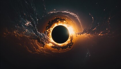Wall Mural - super realistic black hole illustration, destroyed planet in universe, explosion background wallpape