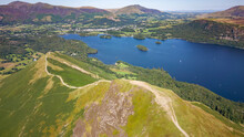 Aerial View Of The Spectacular Catbells Ridge Overlooking Derwentwater In The English Lake District National Park