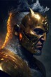 Ai Art illustration of a superhero character in a golden mask