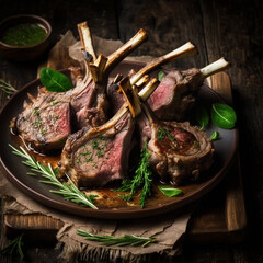 Wall Mural - Delicious roast lamb chops