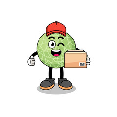 Wall Mural - melon fruit mascot cartoon as an courier