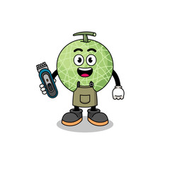 Wall Mural - Cartoon Illustration of melon fruit as a barber man