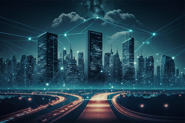 Smart city big data connection technology concept server 