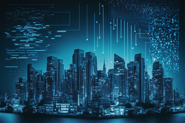 Smart city big data connection technology concept server 