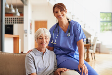 Wall Mural - Providing great care to her patients. Cropped shot of a nurse sitting beside her senior patient.