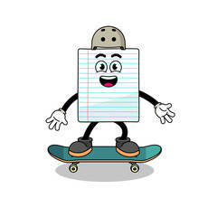 Wall Mural - paper mascot playing a skateboard