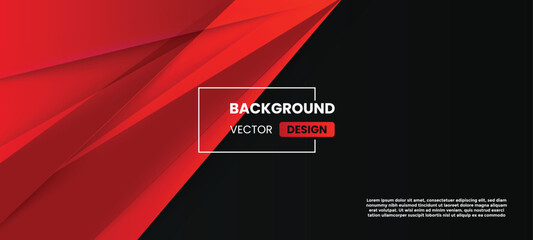 Abstract black red gaming background with modern luxury neon red light ray and triangle stripes line paper cut style	