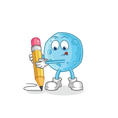 Canvas Print - blue moon write with pencil. cartoon mascot vector