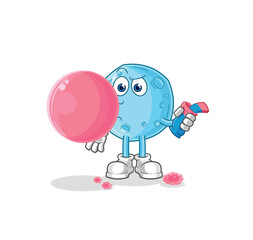 Sticker - blue moon chewing gum vector. cartoon character