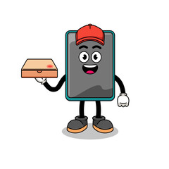 Canvas Print - smartphone illustration as a pizza deliveryman