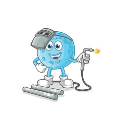 Sticker - blue moon welder mascot. cartoon vector