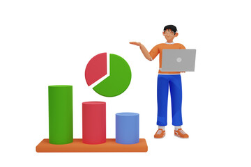 Poster - business person analyzing data 3d Illustration