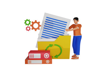 Poster - file management 3d Illustration