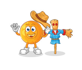 Sticker - throat lozenges with scarecrows cartoon character vector