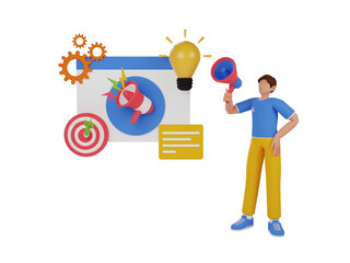 Poster - marketing management 3d Illustration