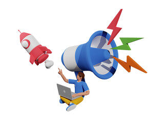 Poster - digital marketing 3d Illustration