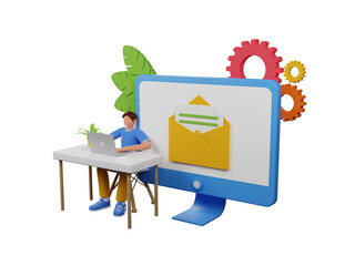 Poster - email business 3d Illustration