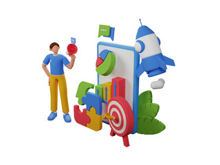 Poster - marketing manager 3d Illustration