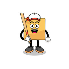 Canvas Print - sticky note mascot cartoon as a baseball player