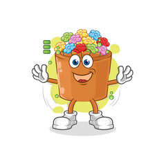 Poster - flowers in pot full battery character. cartoon mascot vector