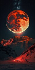 Wall Mural - 4K resolution or higher, full red molten moon. Generative AI Technology