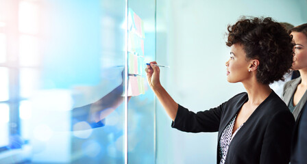 Poster - Shes onto a winning idea. Shot of colleagues having a brainstorming session at work.