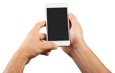 Poster - Man holding a smartphone with black screen