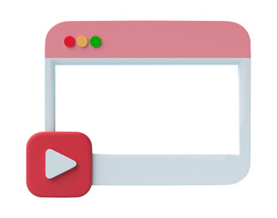Poster - 3D Social media, video media player Interface isolated on transparent background