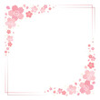 桜の花と細ラインの四角フレーム 背景 バナー/正方形・赤