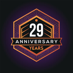 Poster - 29th year anniversary celebration abstract logo design on vantage black background vector template