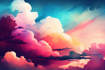 Wall Mural - Watercolor, Clouds background, Generative ai