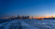 © porqueno - Panoramic View of Manhattan During the Sunrise Golden hour with colorful skies