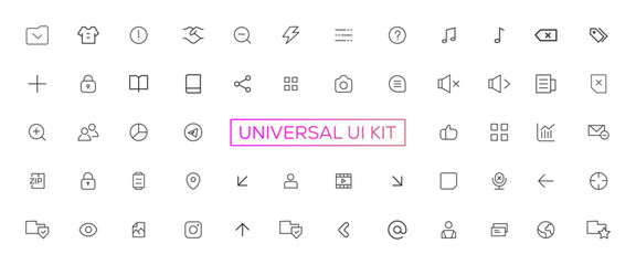 Poster - Minimalist and simple looking ui icons set for dark, light mode. Outline isolated user interface elements for night, day themes