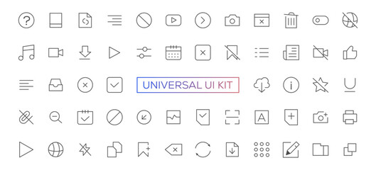 Poster - Minimalist and simple looking ui icons set for dark, light mode. Outline isolated user interface elements for night, day themes