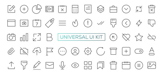 Poster - Minimalist and simple looking ui icons set for dark, light mode. Outline isolated user interface elements for night, day themes