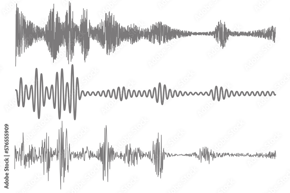 Recorder Line Wave Sound audio wave. Music voice and radio frequency lines. Graphic ...