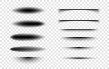 Wall Mural - realistic round shadow set in transparent background. vector shadows effect collection for design po