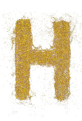 Poster - letter H in glitter of gold particle isolated