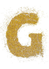 Poster - letter G in glitter of gold particle isolated