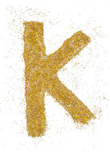 Poster - letter K in glitter of gold particle isolated