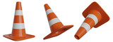 Fototapeta  - traffic cones 3d object png set for watch out
